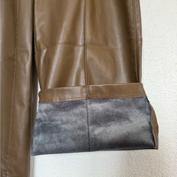 Zara Tan Faux Leather Trousers size M - Picture 4 of 6